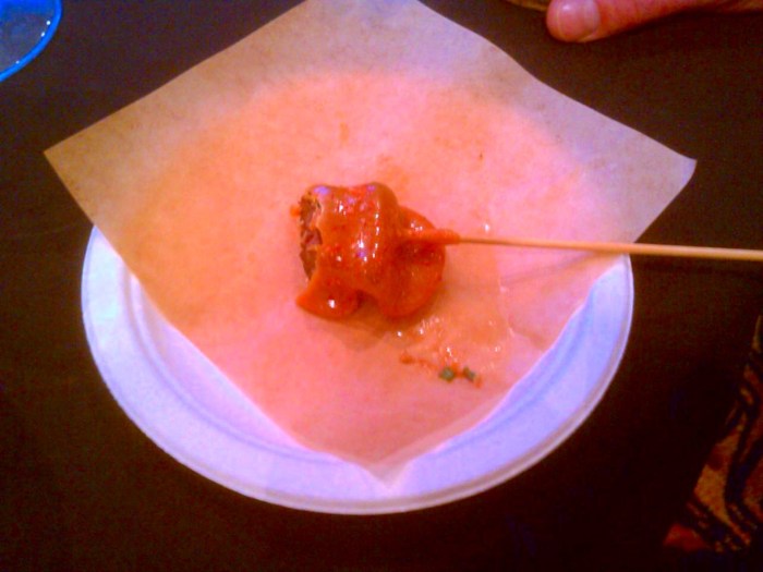 Joe's praline pork nugget.