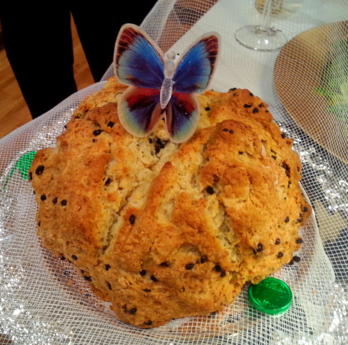 Dana's homemade Irish Soda bread (complete with holographic butterfly - he likes to add that "extra touch."